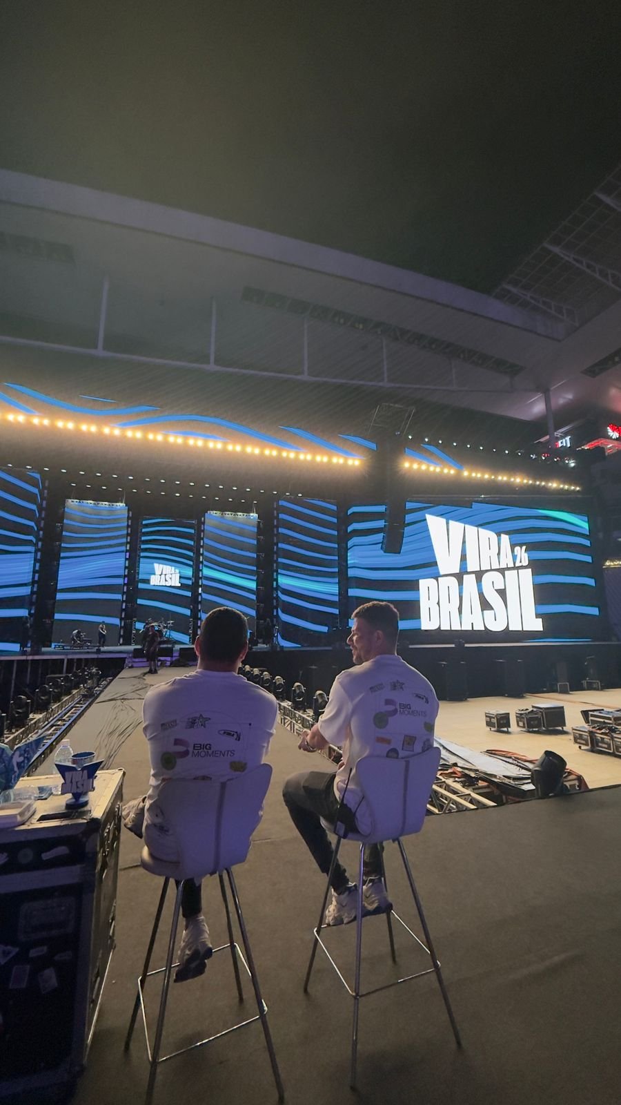 Technicians at the desk watching the Vira Brasil rehearsal